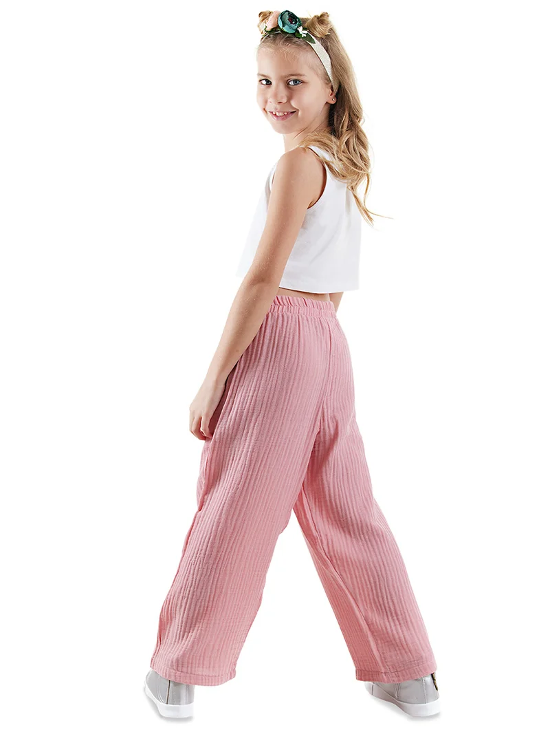 دينوكيدس طقم بلوزة قصيرة وبنطلون موسلين للبنات